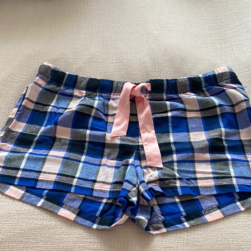 Old Navy Blue & Pink Plaid Lounge Shorts